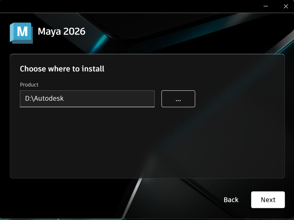 Install_Maya_2026_4.jpg Выбор папки установки Maya 2026 в установщике