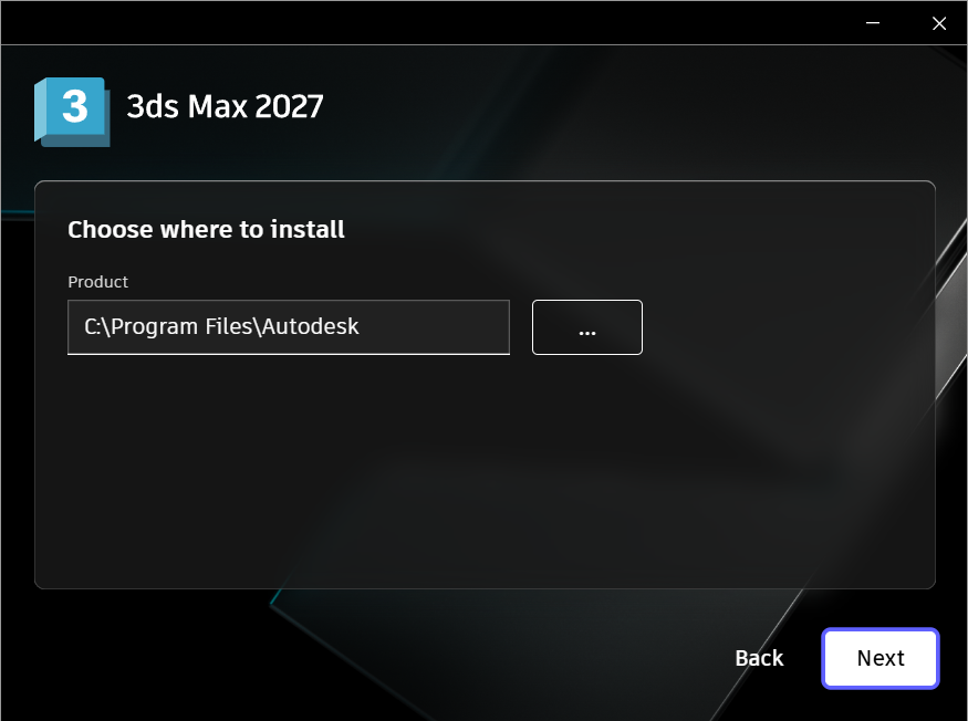 AK3X_27_4.png Выбор папки установки 3ds Max 2027 в установщике