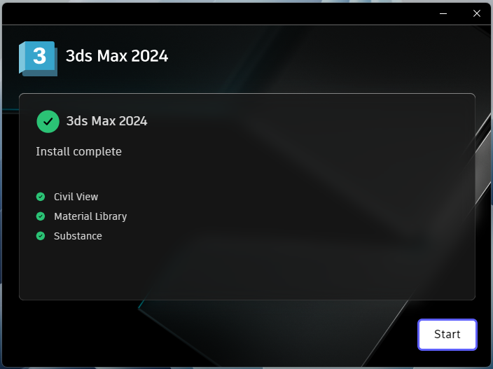 3ds_Max_2024_7.png Завершение установки 3ds Max 2024 в установщике