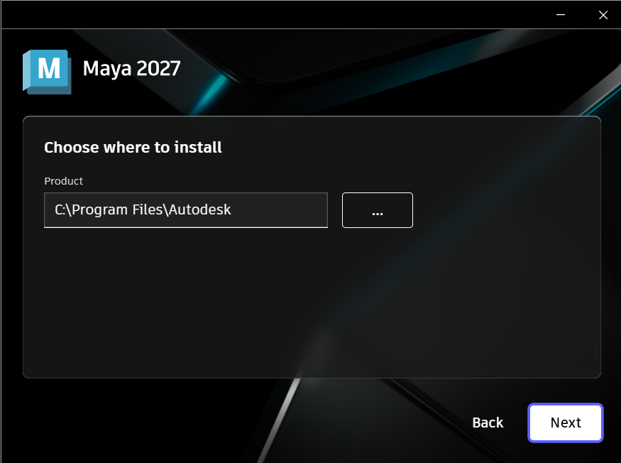 AKMA_27_4.png Выбор папки установки Maya 2027 в установщике