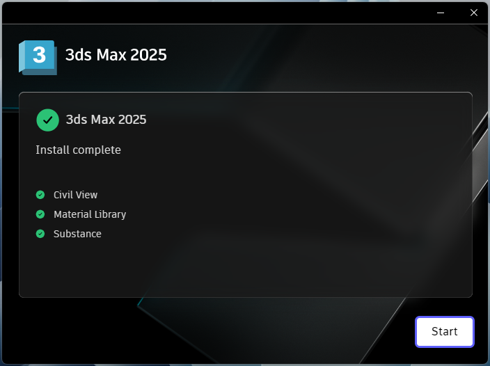 3ds_Max_2025_8.png Завершение установки 3ds Max 2025 в установщике